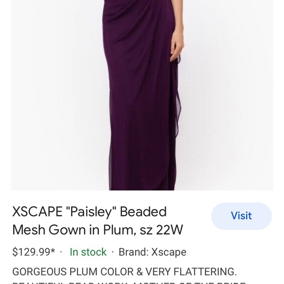 X scape Cora Illusion Lace Wrap Front Gown Purple Women’s Size 14 - Picture 2 of 3